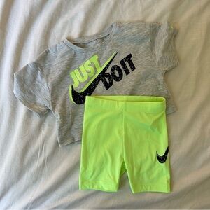 Toddler Nike workout set, neon